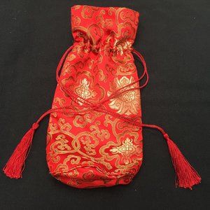 oriental style red & gold silk bag
